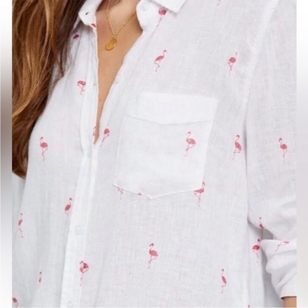 RAILS Pink Flamingo Charli linen button down